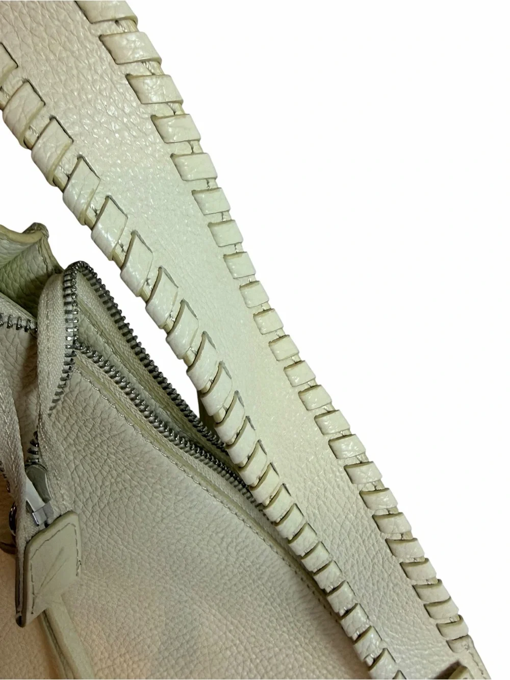 Botkier New York Cream Pebbled Leather Bucket Hobo Crossbody Shoulder Bag